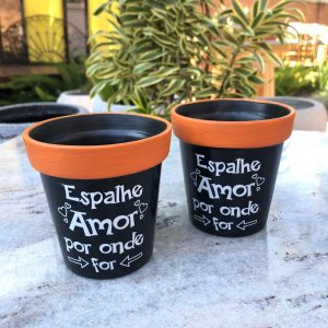 Vaso cerâmico decorativo com frase